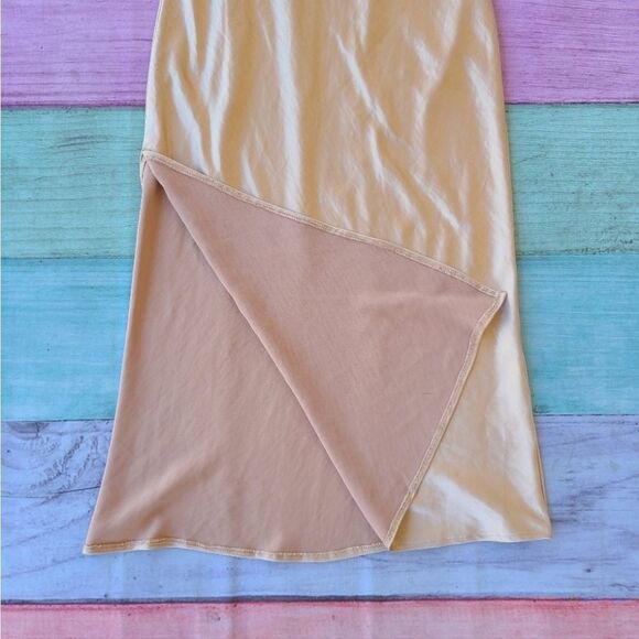 Princess Polly‎ Champagne Zamora Asymmetrical Cowl Satin Midi Dress 10US - Picture 15 of 15